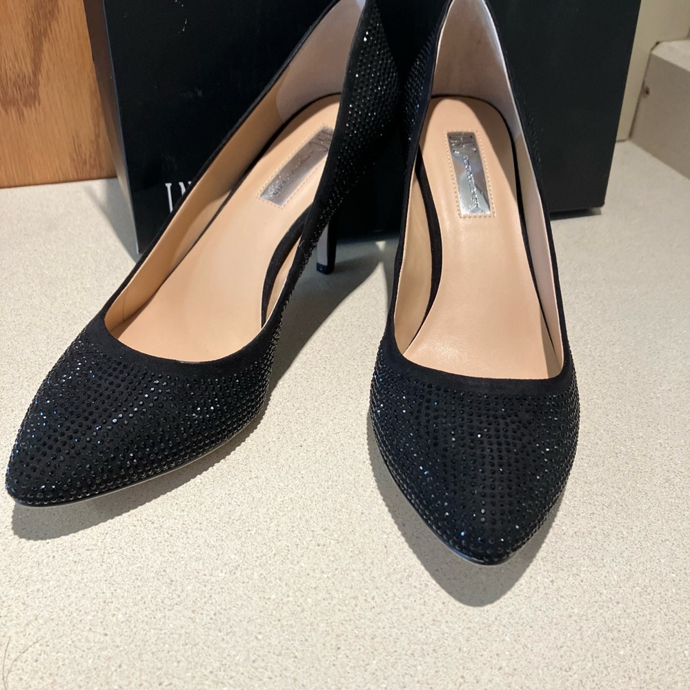 INC Zitah Black Embellished Pointed Toe Pumps 9.5 with box